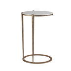 Iota Accent Table in White Banswara Marble & Aged Champagne