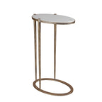 Iota Accent Table in White Banswara Marble & Aged Champagne