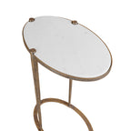 Iota Accent Table in White Banswara Marble & Aged Champagne