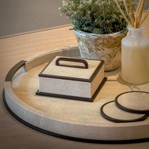 Sophie Paterson Large Round Ecru Shagreen Tray